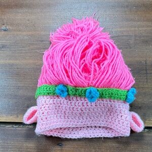 Handknit Trolls Hat Costume Pink Blue Green‎ Halloween Princess Poppy Queen